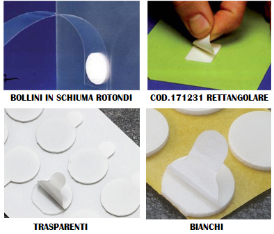 Bollini in schiuma adesiva - Allestimento Tipografico adesivi, biadesivi e  velcro